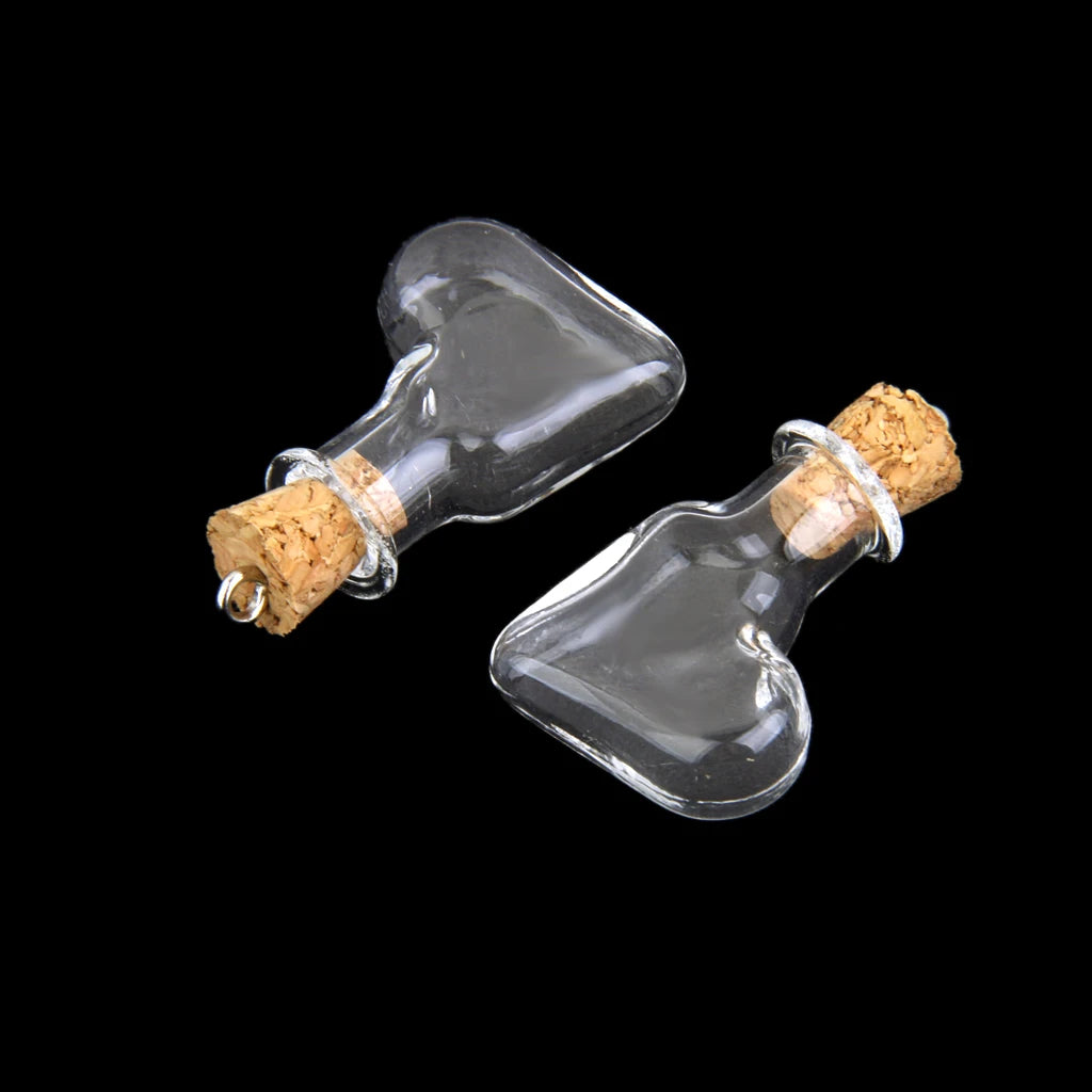 10Pcs Clear Wishing Bottle Pendants Mini Glass Charms Bottle Empty Cork Hand-Blown Vial For Earrings Necklace DIY Jewelry Making