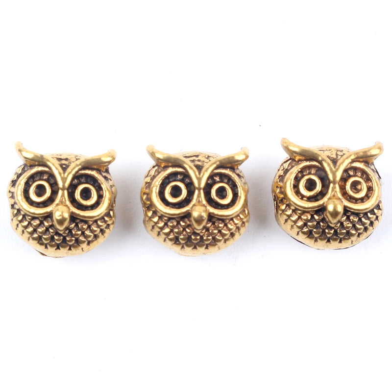 10pcs Antique Owl Lion Buddha Leopard Head Spacer Beads Charm DIY Bracelets Necklace Beads for Jewelry Making Accessories