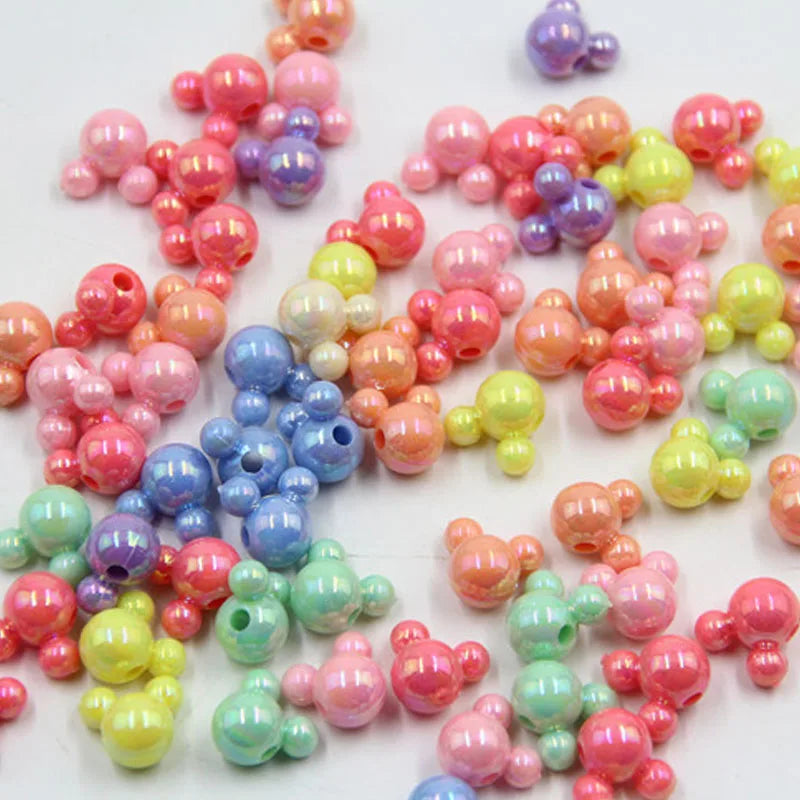 50pcs/Pack DIY Hot Puzzle Handmade Bead Mixed Solid Color AB Exquisite Cartoon Mouse Acrylic Beads For Kids DIY Jewelry Making