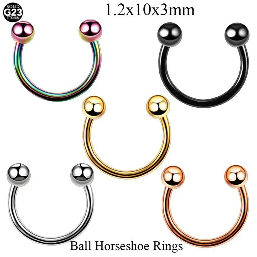 1PC G23 Titanium Nose Lip Ear Cartilage Tragus Piercing Eyebrow Horseshoe Rings Piercing Captive Bead Ring Sexy Piercing Jewelry