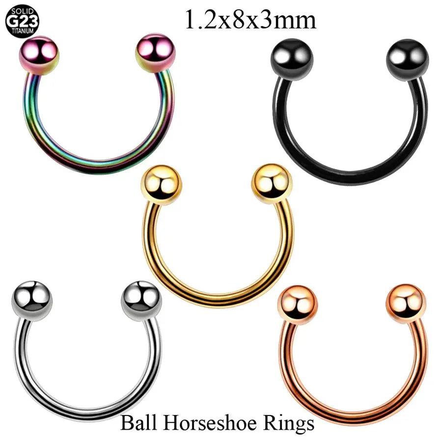 1PC G23 Titanium Nose Lip Ear Cartilage Tragus Piercing Eyebrow Horseshoe Rings Piercing Captive Bead Ring Sexy Piercing Jewelry
