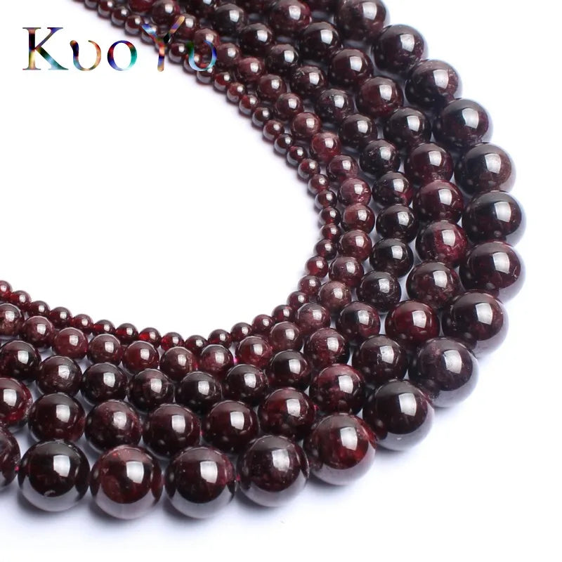 Natural Dark Red Garnet Round Loose Stone Beads For Jewelry Making 15.5" 4.6.8.10.12mm DIY Making Bracelets Necklace Jewellery