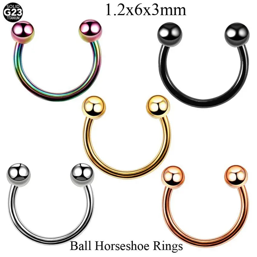1PC G23 Titanium Nose Lip Ear Cartilage Tragus Piercing Eyebrow Horseshoe Rings Piercing Captive Bead Ring Sexy Piercing Jewelry