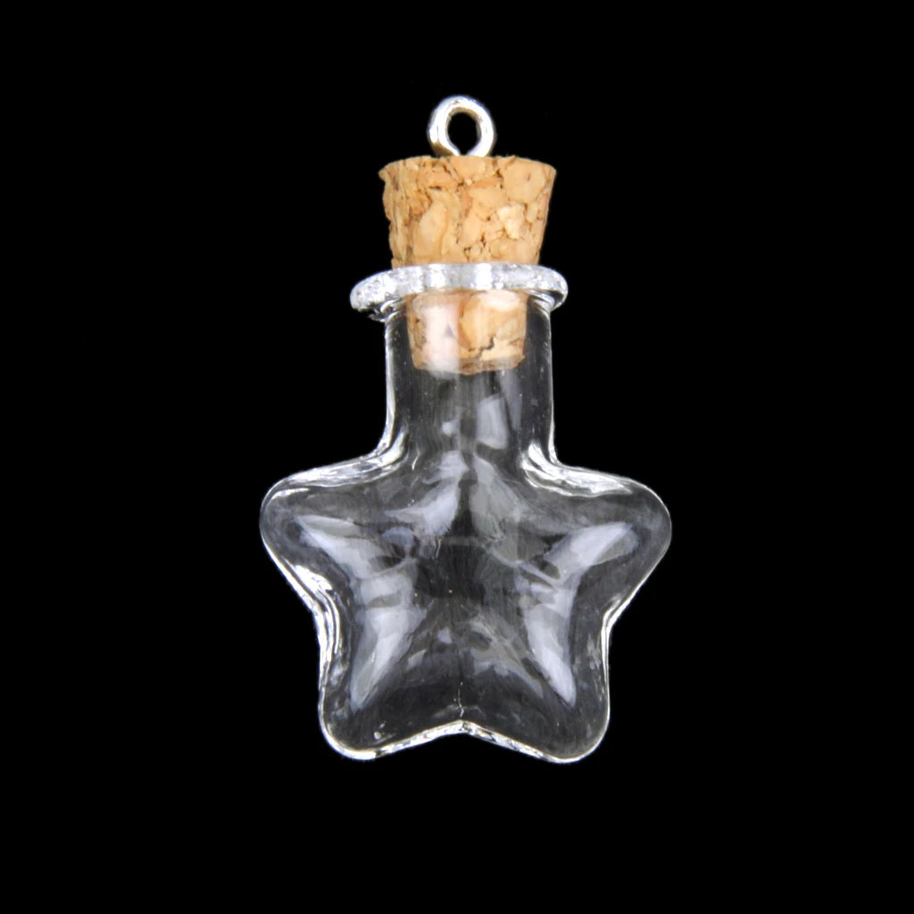 10Pcs Clear Wishing Bottle Pendants Mini Glass Charms Bottle Empty Cork Hand-Blown Vial For Earrings Necklace DIY Jewelry Making