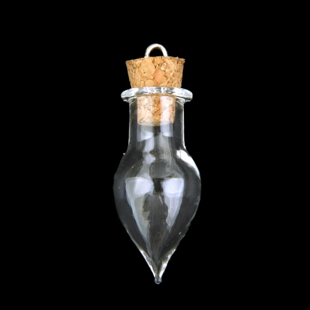 10Pcs Clear Wishing Bottle Pendants Mini Glass Charms Bottle Empty Cork Hand-Blown Vial For Earrings Necklace DIY Jewelry Making