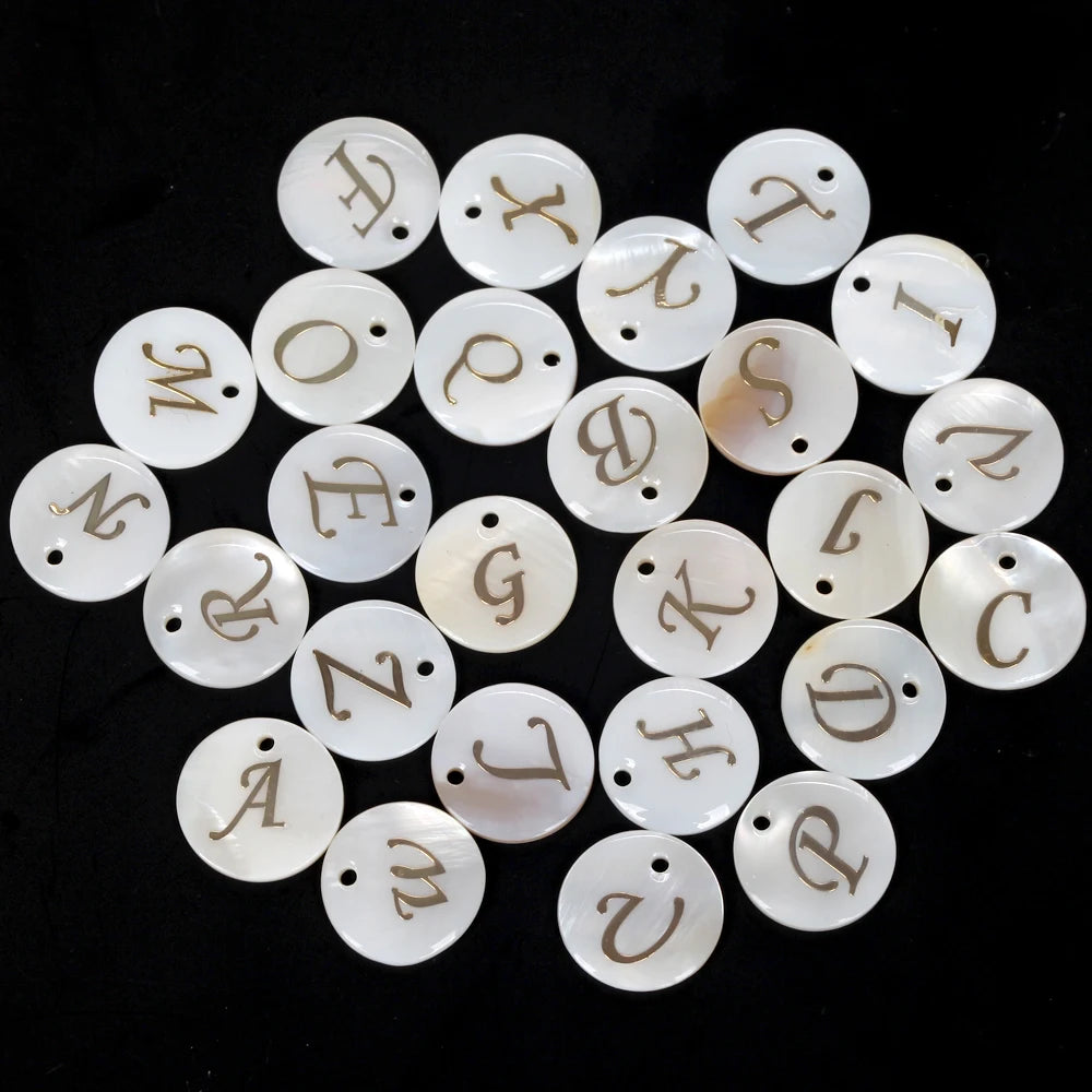 Natural 26 Letter White Shell Alphabet Spacer Beads for Jewelry Making DIY Handmade Pendant Necklace