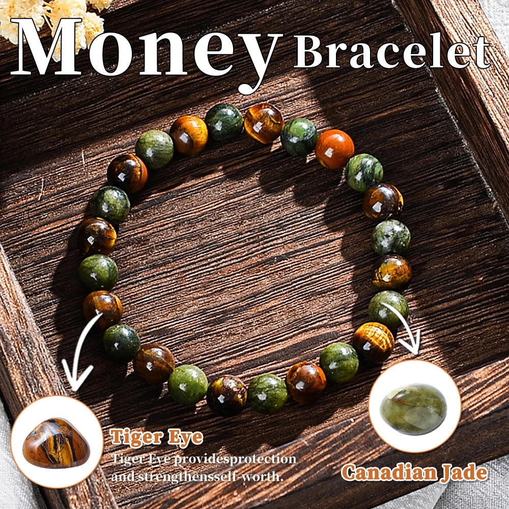 1PC Vintage Money Bracelet, Attract Wealth Bracelet - Canadian Jade, Bring Wealth, Income, Prosperity and Prosperity