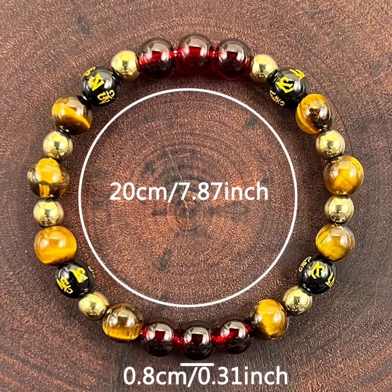 1pc/wealth bracelet retro style 8mm natural stone tiger eye stone bracelet suitable for wearing during festival parties