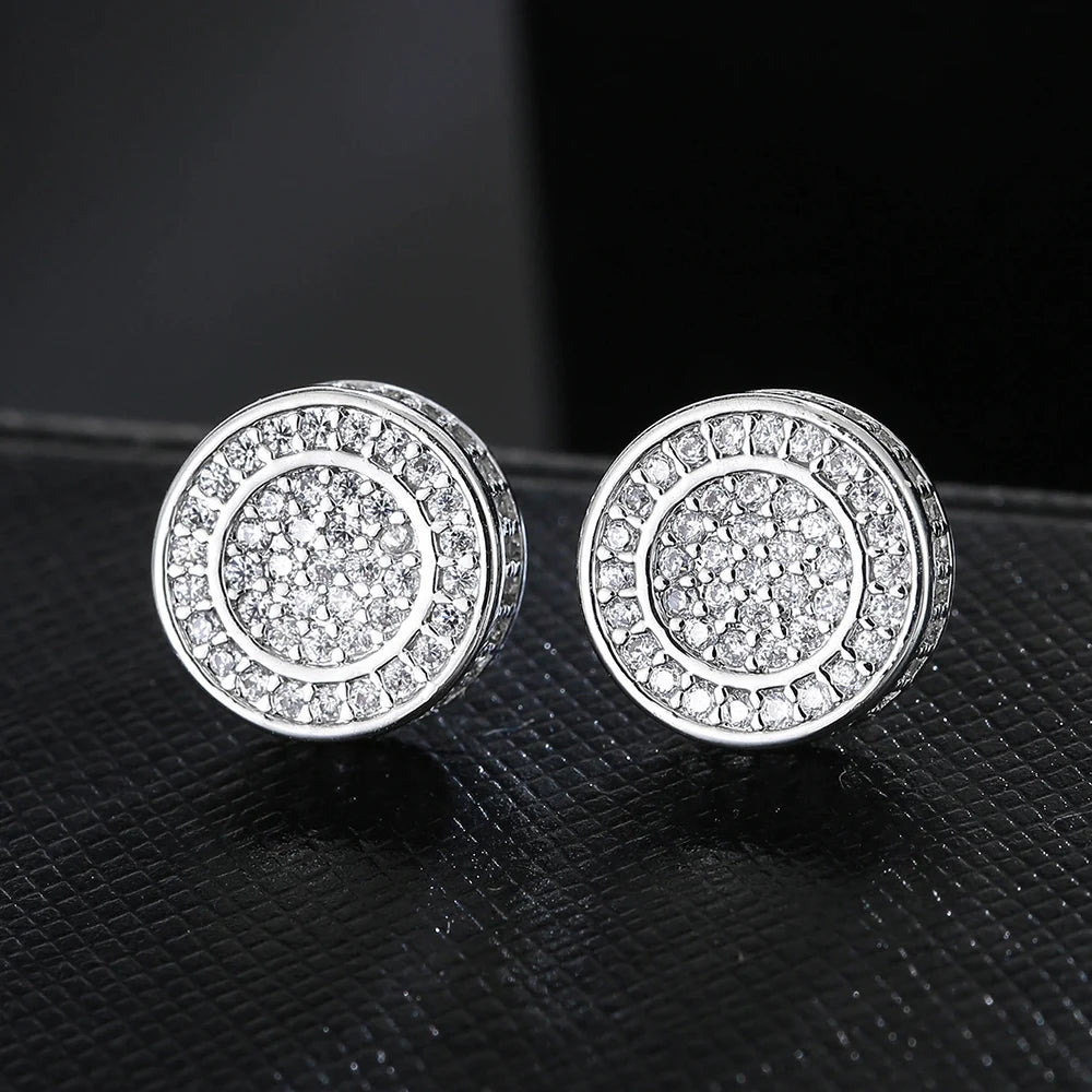 Emmaya Rock Hip Hop Iced Out Stud Earring for Men Male Ice Studded Zircon Gold Color Piercing Ear Accessories Hiphop Trend Jewel