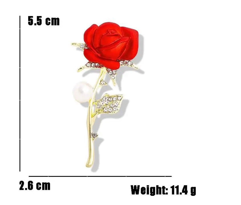 Cute Rose Brooch for Women Fashion Engagement Jewelry Accessories Gold Silver Plated Beautiful Red Rose Brooch Gift for Her