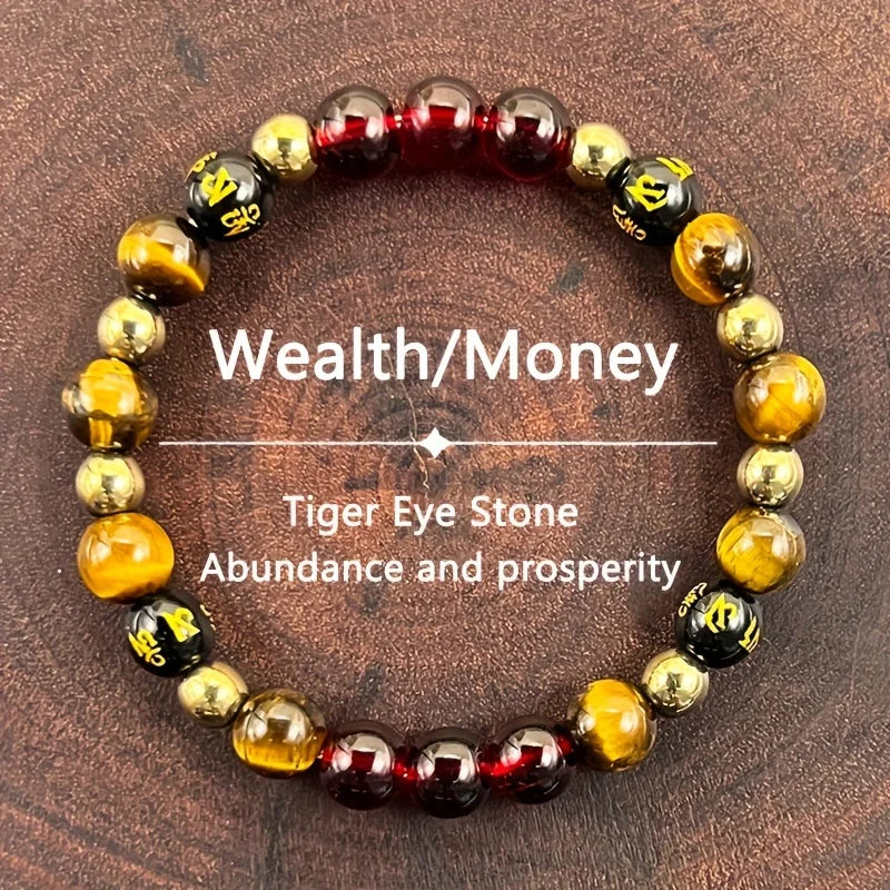 1pc/wealth bracelet retro style 8mm natural stone tiger eye stone bracelet suitable for wearing during festival parties