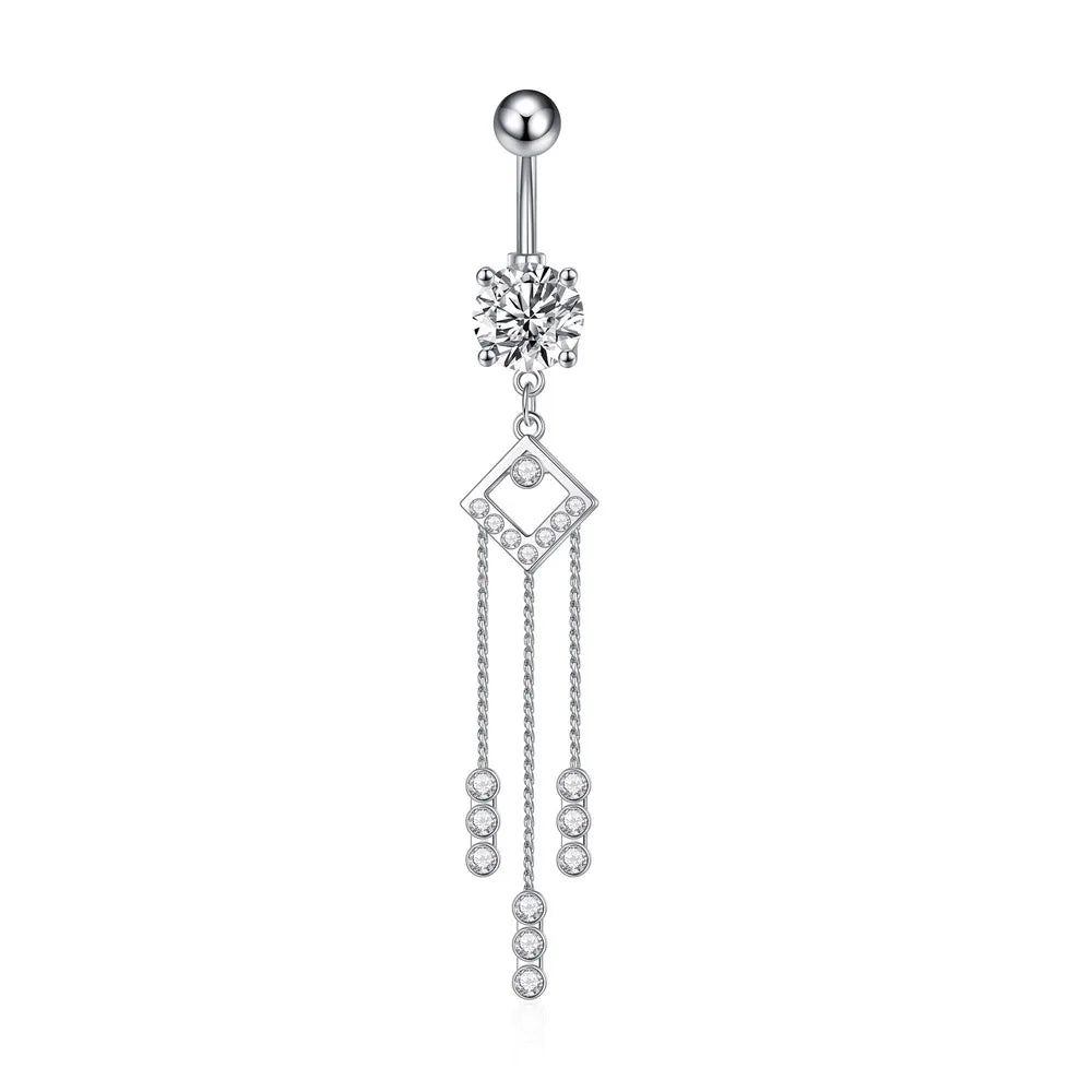 Trendy Angel Belly Button Rings Stainless Steel Zircon Butterfly Navel Piercing Surgical for Women Body Belly Jewelry Pendant