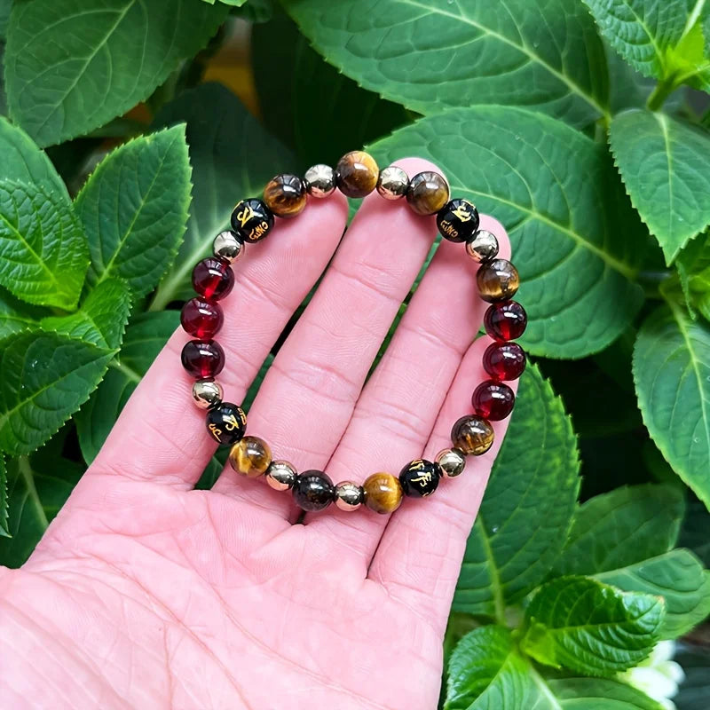 1pc/wealth bracelet retro style 8mm natural stone tiger eye stone bracelet suitable for wearing during festival parties