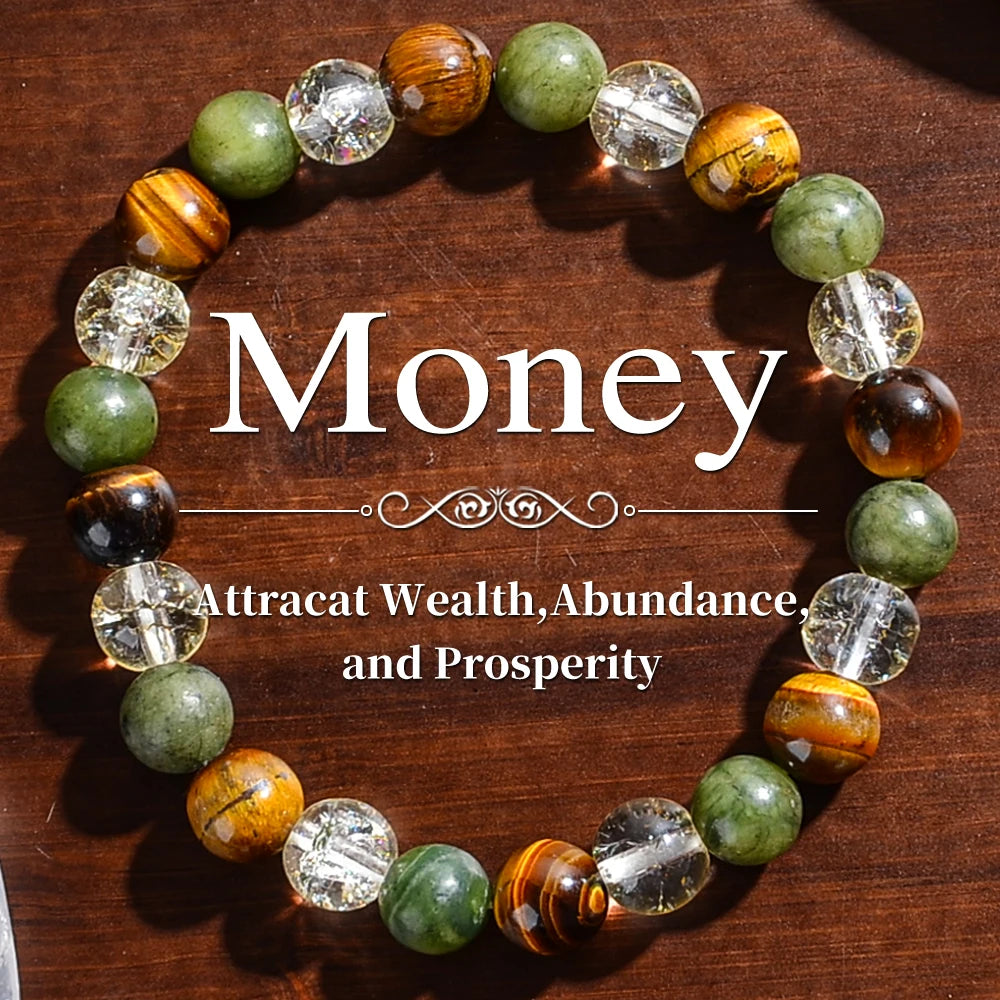 1PC Vintage Money Bracelet, Attract Wealth Bracelet - Canadian Jade, Bring Wealth, Income, Prosperity and Prosperity