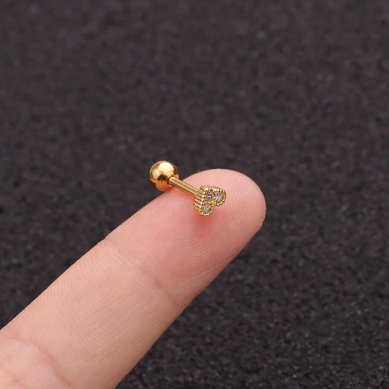 Fashion 316 Stainless Steel Mini Zircon Cartilage Piercing Stud Earring For Women Helix Tragus Piercing women's Body Jewelry 1pc