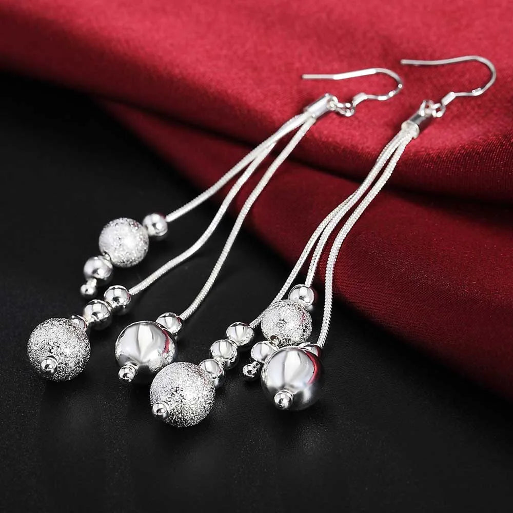 925 Sterling Silver Leaves Heart  Dangle Drop Earrings Tassel Long Earrings Hanging For Women Wedding Party Jewelry Christmas