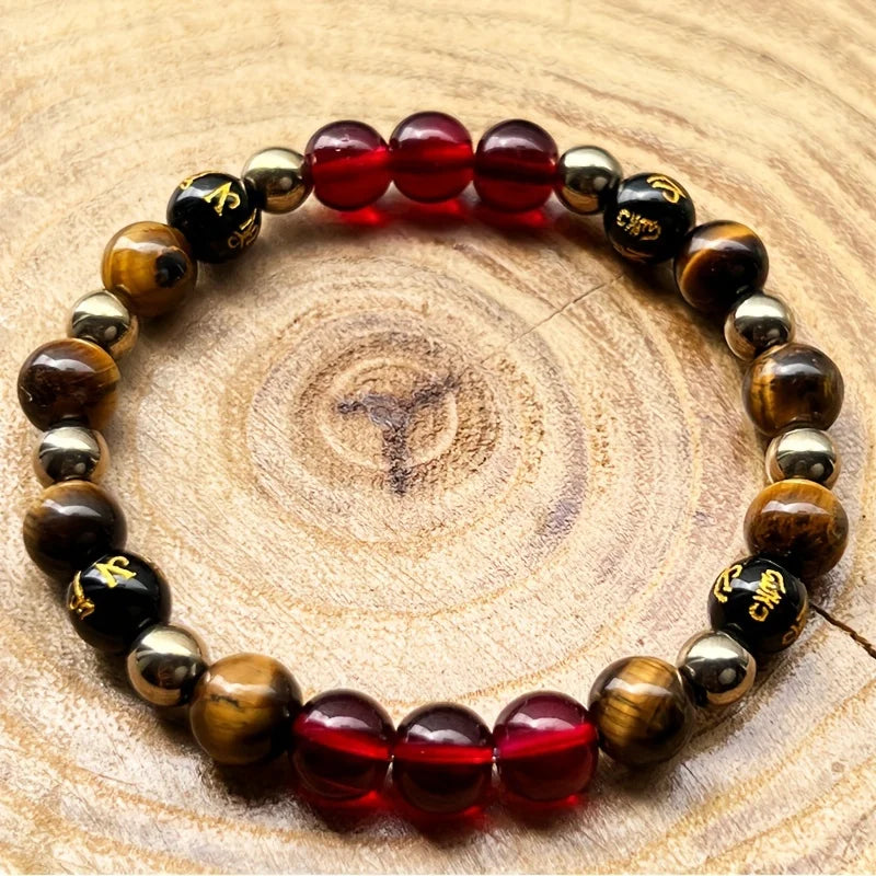 1pc/wealth bracelet retro style 8mm natural stone tiger eye stone bracelet suitable for wearing during festival parties