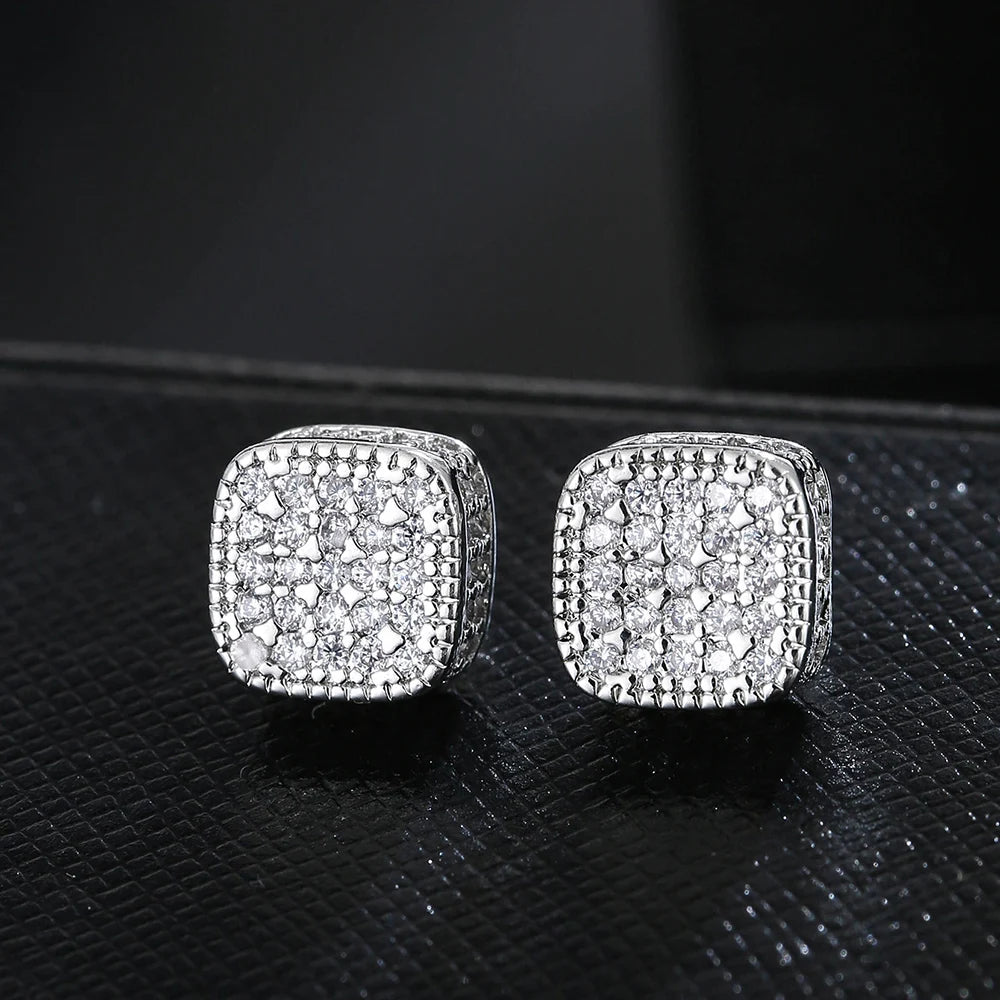 Emmaya Rock Hip Hop Iced Out Stud Earring for Men Male Ice Studded Zircon Gold Color Piercing Ear Accessories Hiphop Trend Jewel