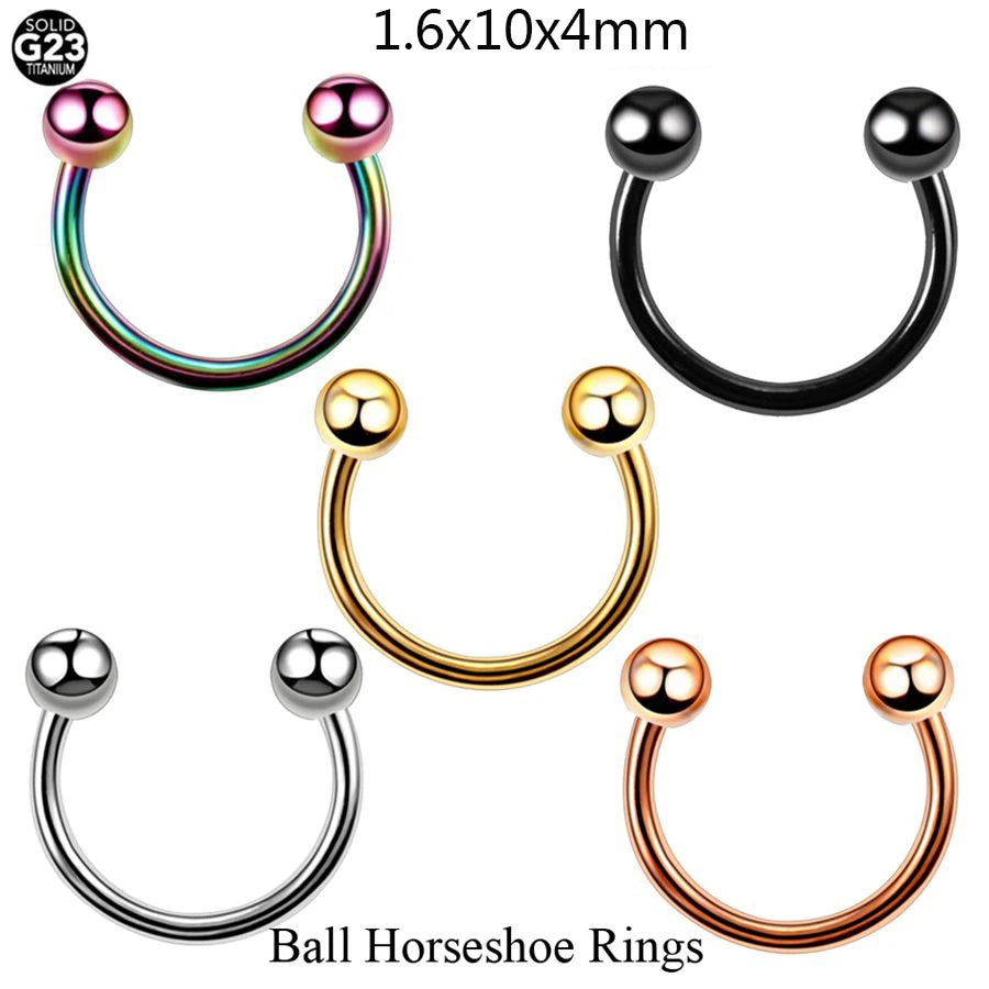 1PC G23 Titanium Nose Lip Ear Cartilage Tragus Piercing Eyebrow Horseshoe Rings Piercing Captive Bead Ring Sexy Piercing Jewelry
