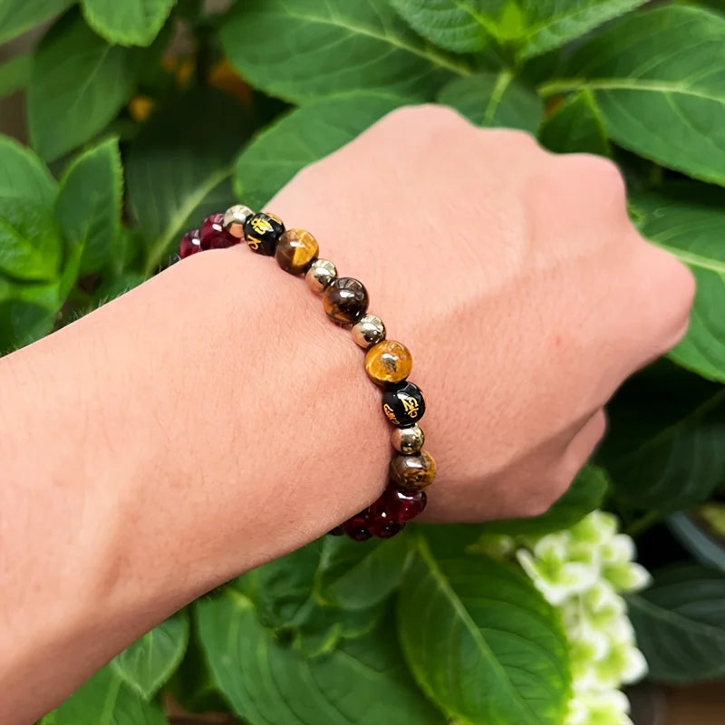 1pc/wealth bracelet retro style 8mm natural stone tiger eye stone bracelet suitable for wearing during festival parties