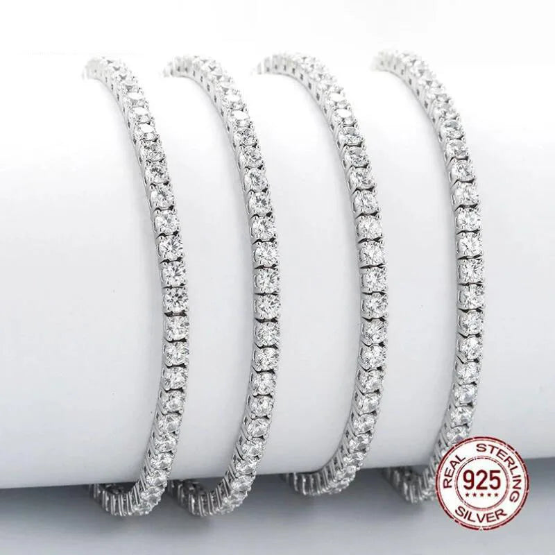 Pure Silver Of 17.5-18CM Tennis Bracelet Jewelry 2-4mm 5A CZ Eternal Gift For Wife Stunning Real 925 Jewellery