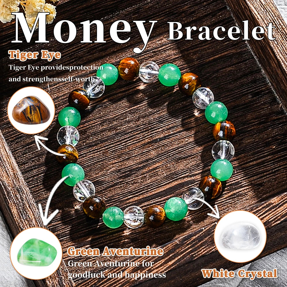 1PC Vintage Money Bracelet, Attract Wealth Bracelet - Canadian Jade, Bring Wealth, Income, Prosperity and Prosperity