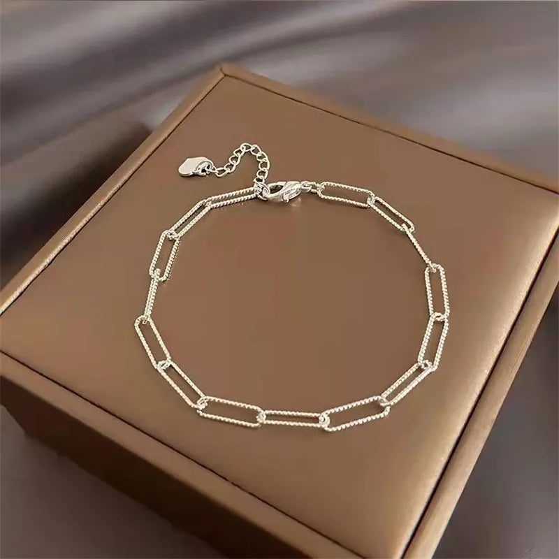 New Fashionable Silver Colour Double Layer Bracelet Simple Ladies Bracelet Delicate Jewellery Gift