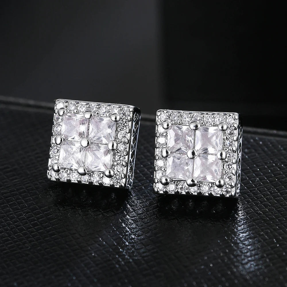 Emmaya Rock Hip Hop Iced Out Stud Earring for Men Male Ice Studded Zircon Gold Color Piercing Ear Accessories Hiphop Trend Jewel